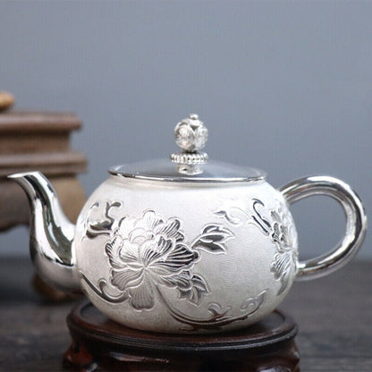 Sterling Silver Tea Set Stove Kettle Tea Pot Tea Cups 100% 999 Silver Snowflake