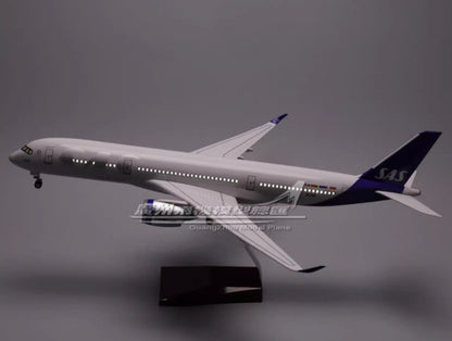 47CM SAS AIRBUS A350 Airplane Led Sound-controlled Light Resin Aircraft Model
