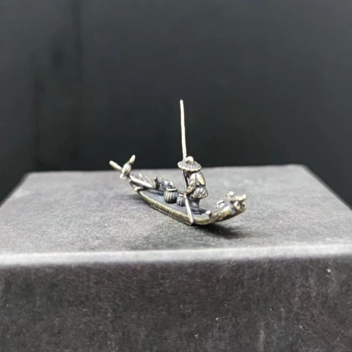 Copper Bonsai Suiseki Micro Landscape Decoration：fish Boat