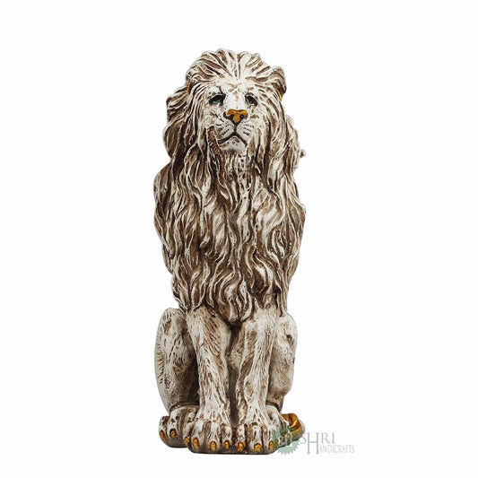 Resin Stone Finish Animal Figurines Gifts Antique Design Lion Sitting Statue