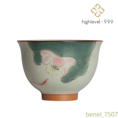 1Pc Chinese Tradition Ceramic Tea Cup Handmade Ice-cracking Glaze Lotus Teacup