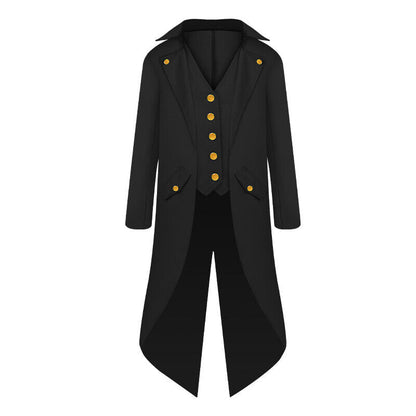 Kids Retro Halloween Cosplay Party Costume Steampunk Tailcoat Fake Two Piece
