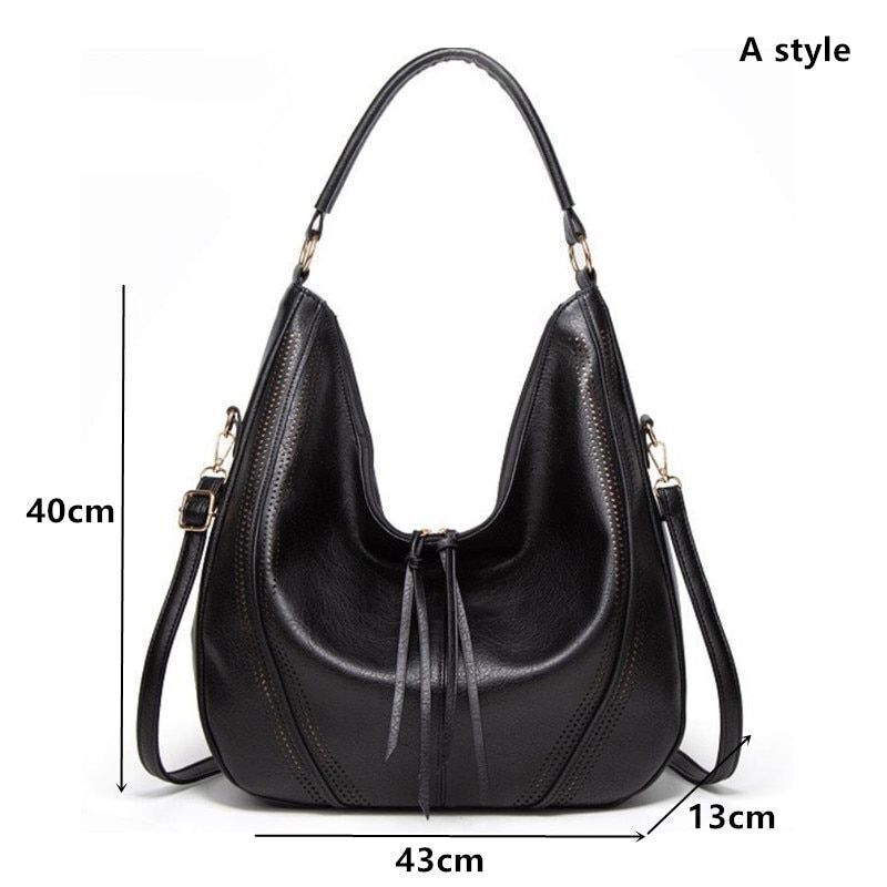 Synthetic Leather Handbag Hollow Double Tassel Shoulder Crossbody Bag Purse 1 PC