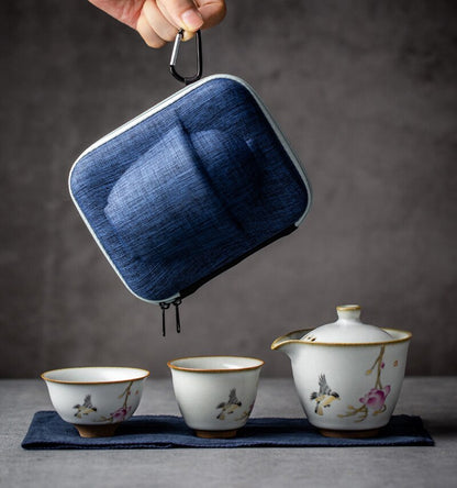 Ceramic Teapot Gaiwan with 2 Teacups Chinese Kung Fu Tea Set Drinkware