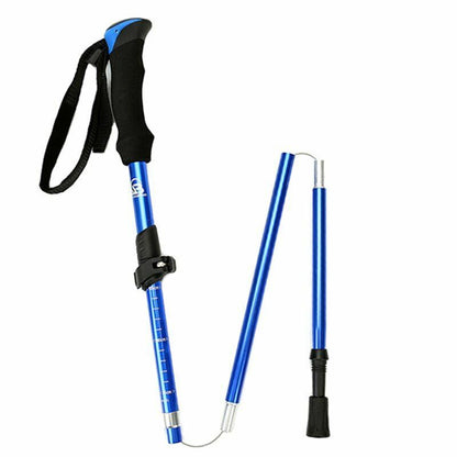 Fold Trekking Pole Portable Hiking Camping Stick Telescopic Nordic Walking Stick