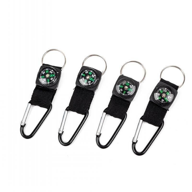 Outdoor Whistle Compass Thermometer Potable Keychain Key Ring Climbing Hiking