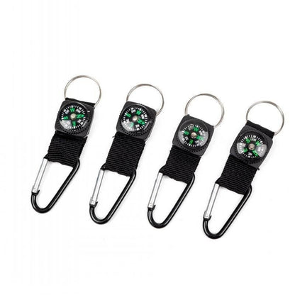 Outdoor Whistle Compass Thermometer Potable Keychain Key Ring Climbing Hiking