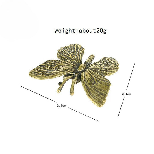 Solid Pure Brass Butterfly Figurines Miniatures Desktop Ornament Insect Statue