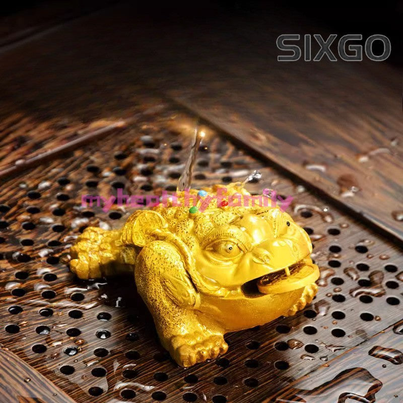 1pc Color Changing Tea Pet Ornament Tea Set Fortune Golden Toad Tea Playing