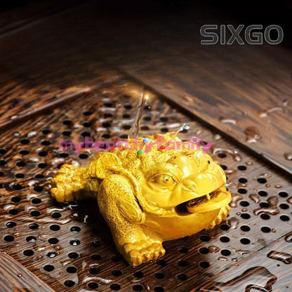 1pc Color Changing Tea Pet Ornament Tea Set Fortune Golden Toad Tea Playing