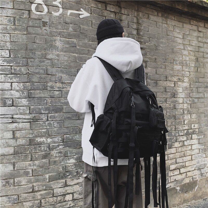 Black Backpacks Travel Bag Casual Shoulder Punk Unisex Bags 31*12*42 CM Canvas