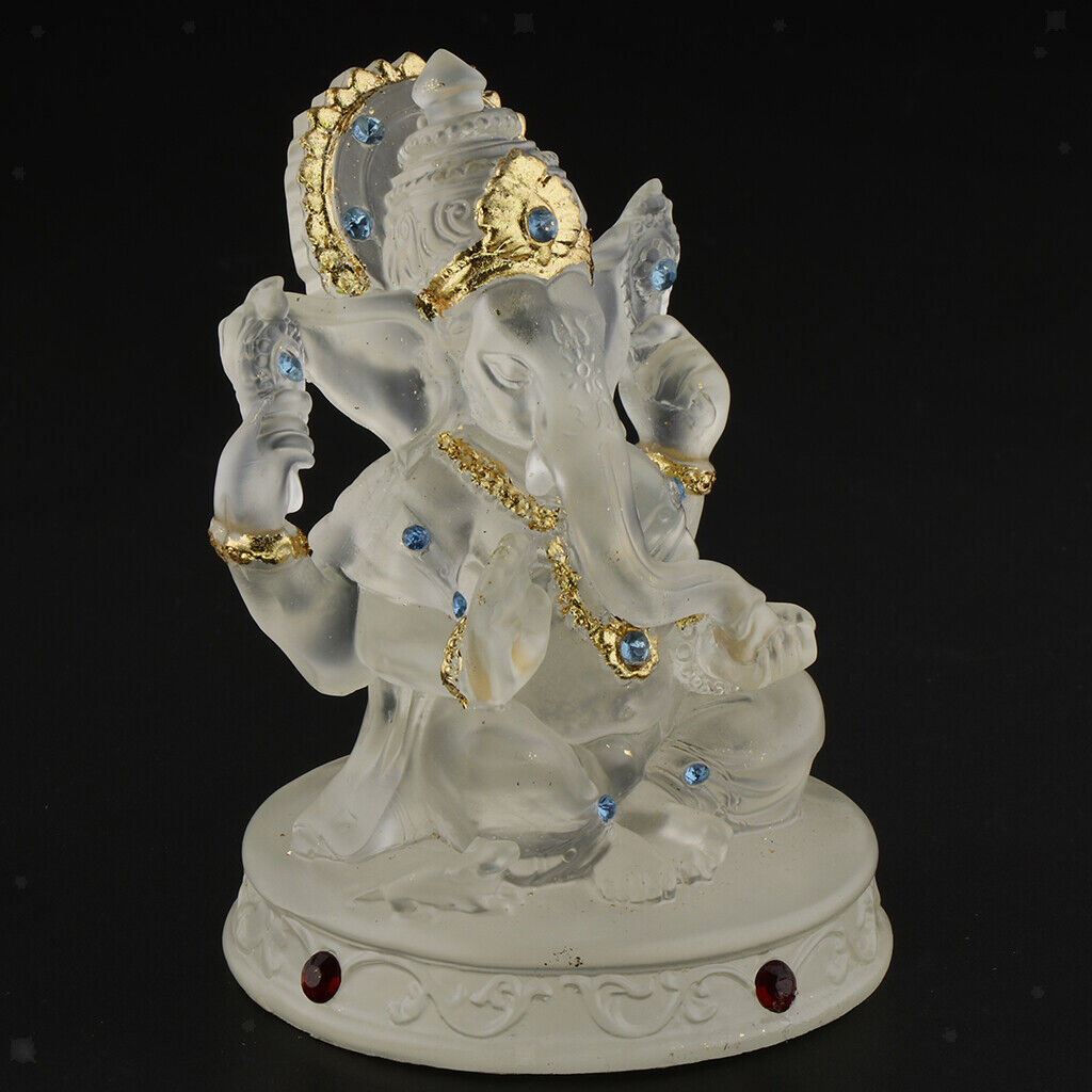 Blessing Statue Lord Ganesh Elephant God Resin Small Sculpture Ornament