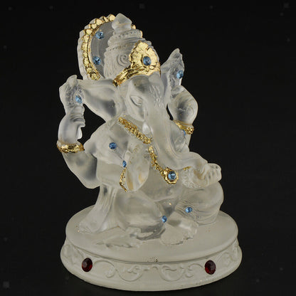 Blessing Statue Lord Ganesh Elephant God Resin Small Sculpture Ornament