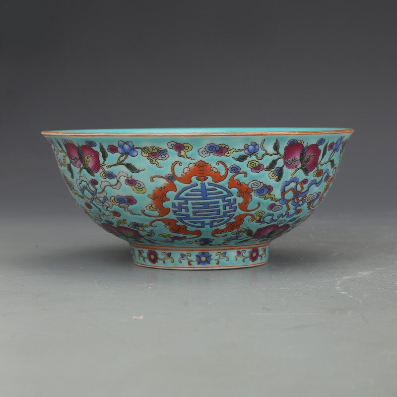 5.8 "Old Chinese Dynasty" Qing Dynasty Enamel Colorful Ruyi Pattern Bowl