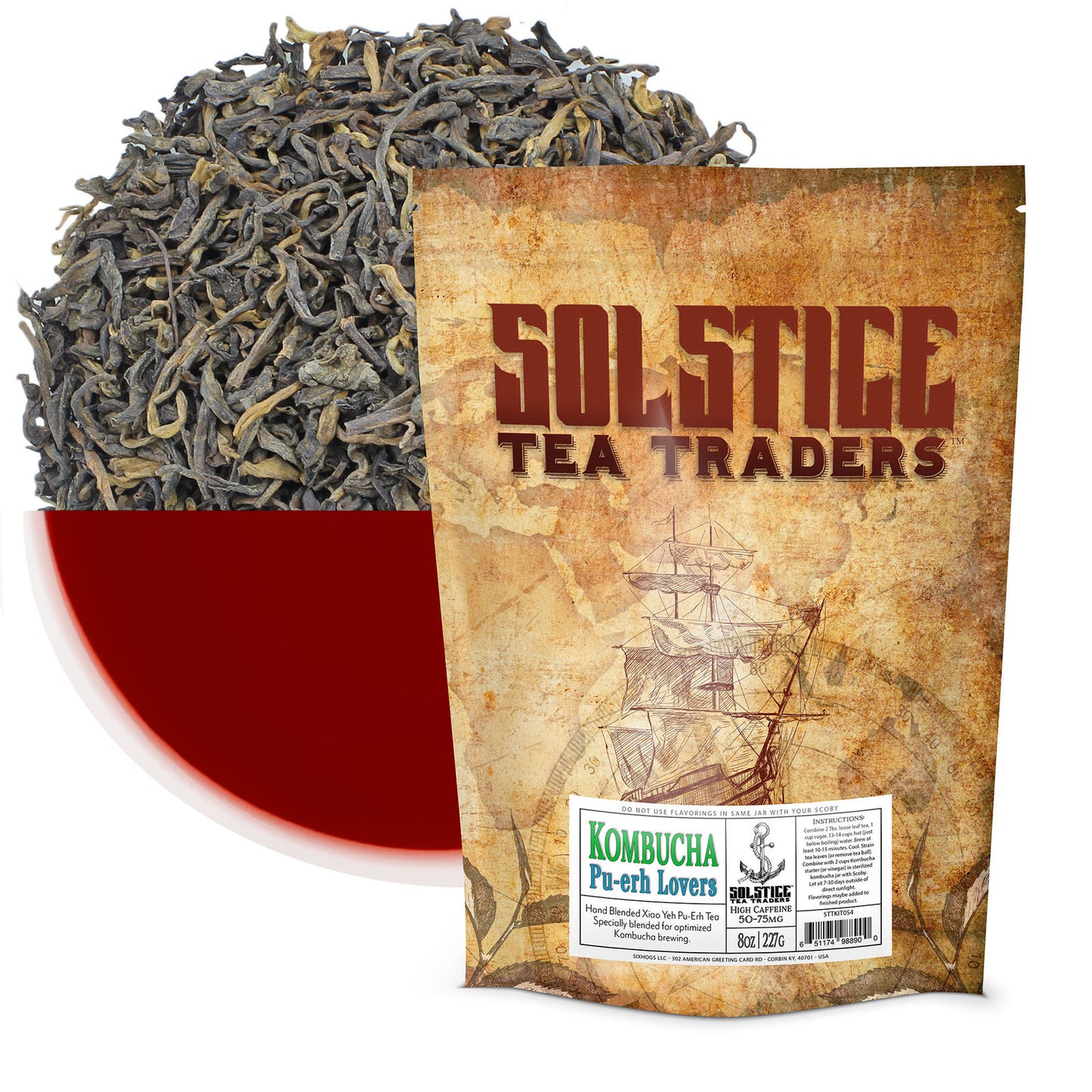 康普茶散叶茶“普洱爱好者”8盎司,100%老年普洱茶-