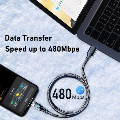 120w Super Fast USB Type-C Charging Braid Phone Charger Lead with Display LOT