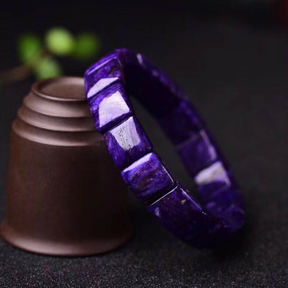 Men Women Top Quality Natural Purple Amethyst Crystal Gem Beaded Bracelet