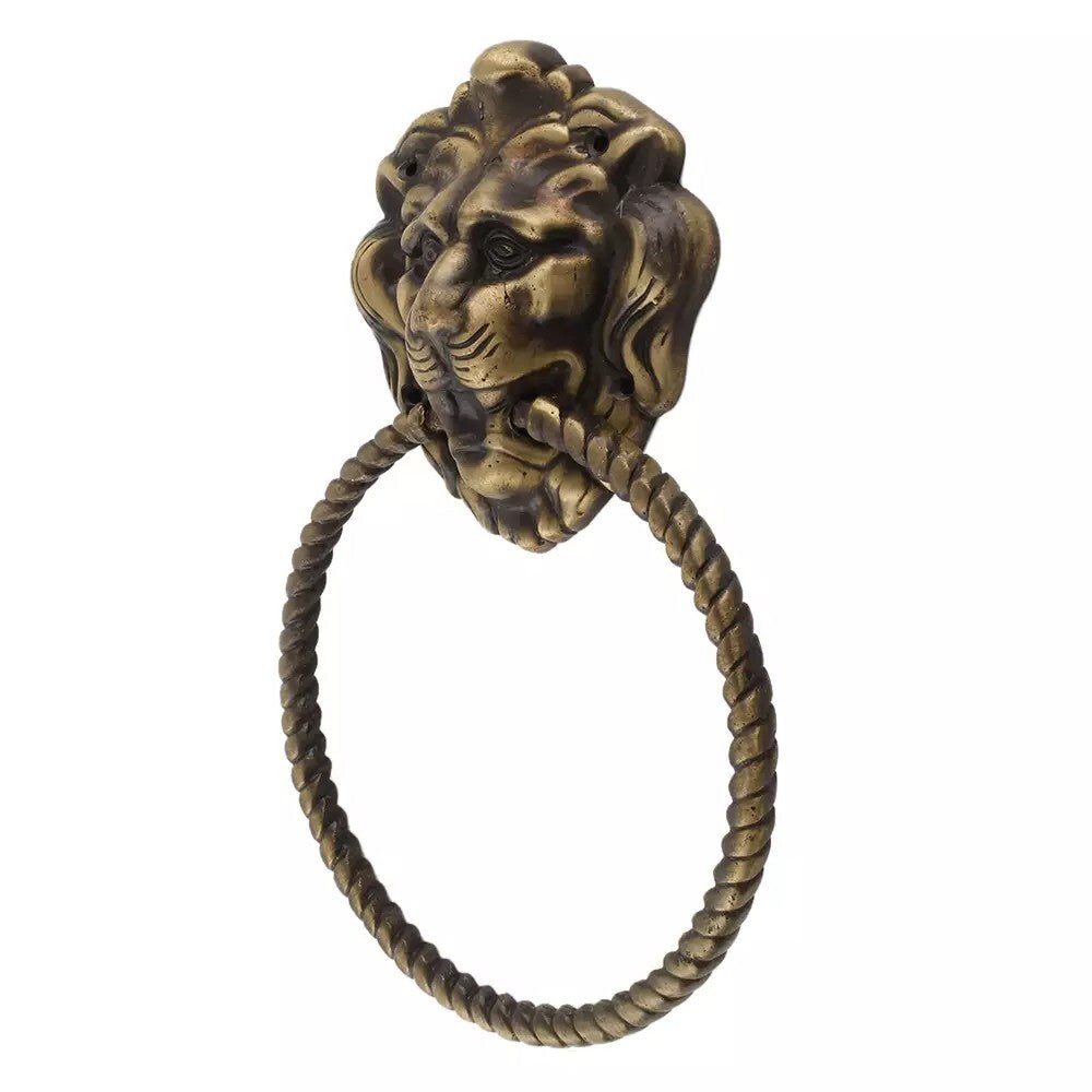Antique Look Lion Brass Door Knocker With Rope Ring Door Bell Home Decor