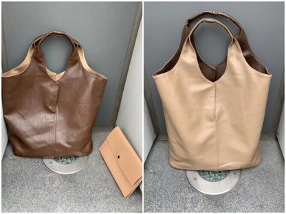 Shoulder Bag For Women PU School Work Business Bag Female Double Side