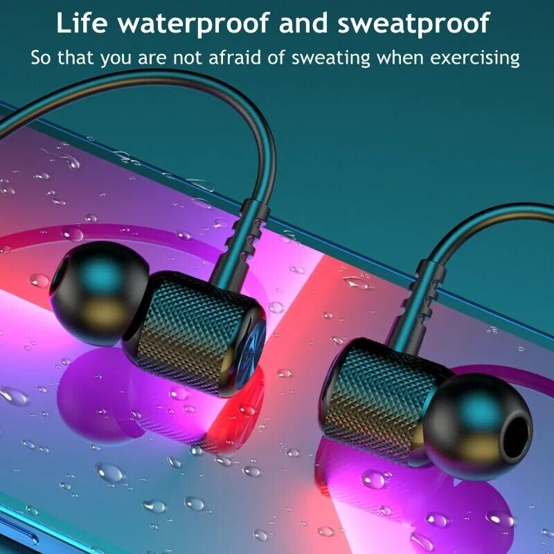 Wireless Bluetooth 5.2 Neckband Headphones Mic Headset Stereo Earbuds Earphone