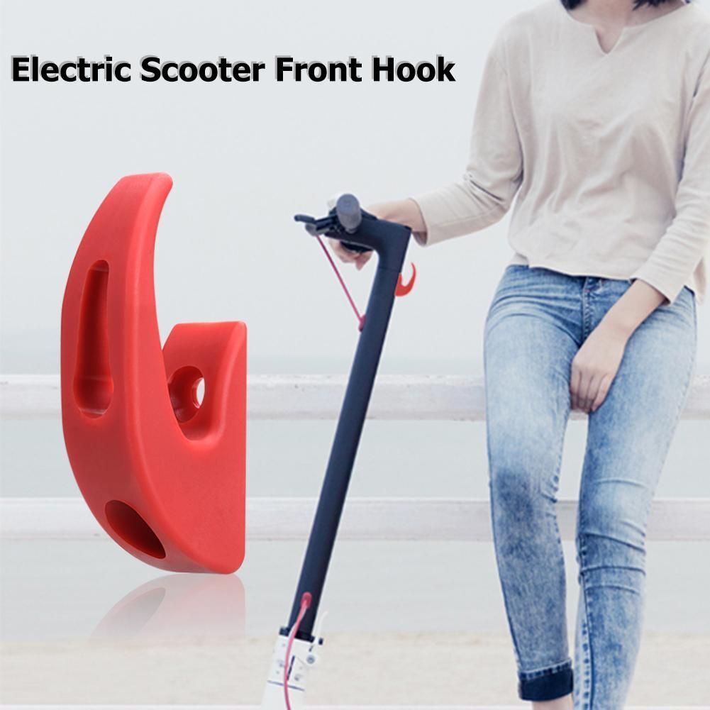 Portable Nylon Electric Scooter Front Hook Hanger Helmet Storage Bags Grip Red
