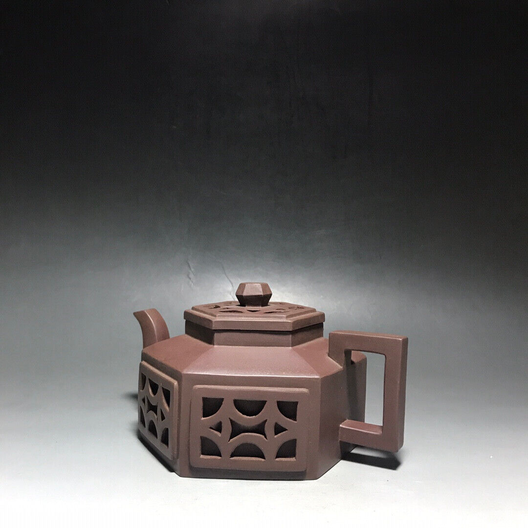 Chinese Yixing Zisha Clay Handmade Exquisite Teapot（六方镂空 底款：如图）