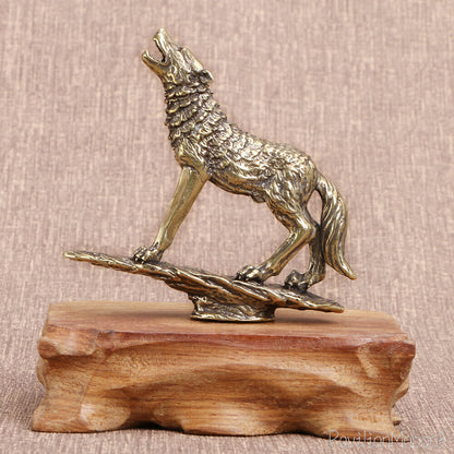 Collection Solid Brass Wolf Figurine Statue Home Ornaments Animal Figurines Gift