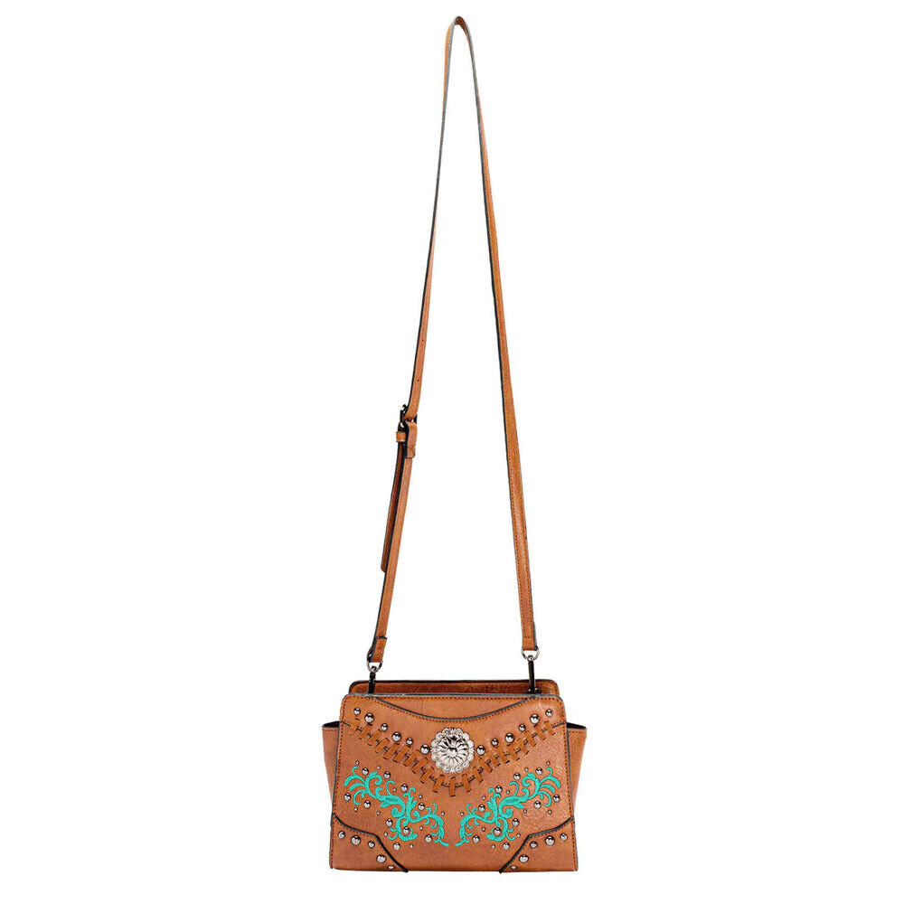Brown Women Studs Luxury Designer Handbag Crossbody Bag Makeup Bag Purse Wallet