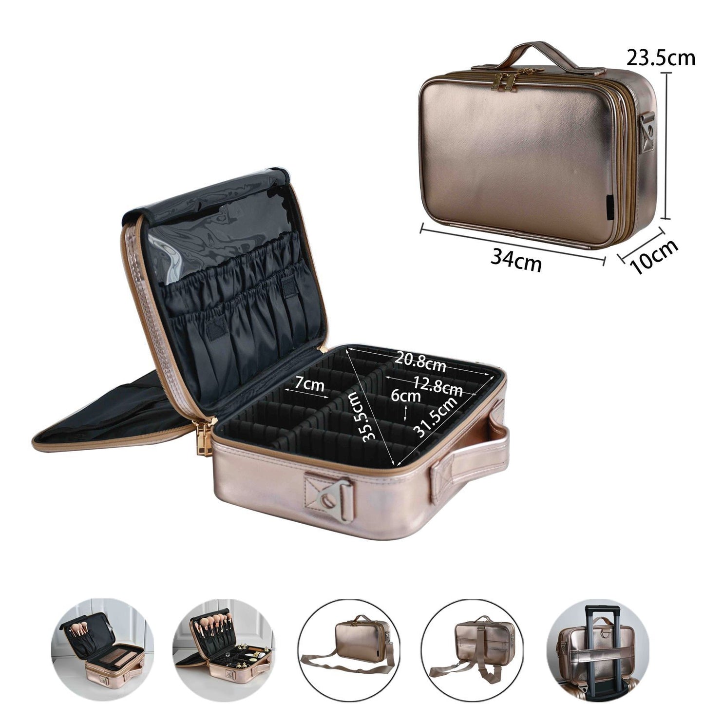 Make Up Case Professional Cosmetic Bag Synthetic Leather Makeup Purse Waterproof