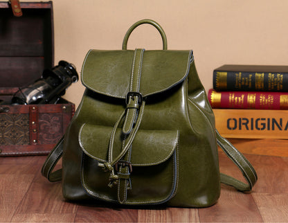 Anti-theft Genuine Leather Backpack Vintage Shoulder Bag Travelling School Purse