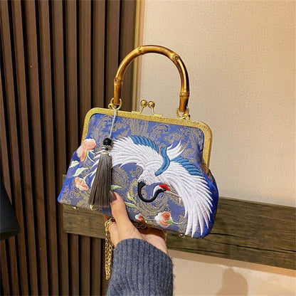 Lock Shell Bag Wood Vintage Bag Chain Shoulder Crossbody Purse Tote Handbags 1PC