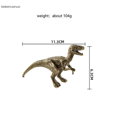 Brass Solid Dinosaur Velociraptor Statue Tea Pet Crafts Animal Miniatures Gifts