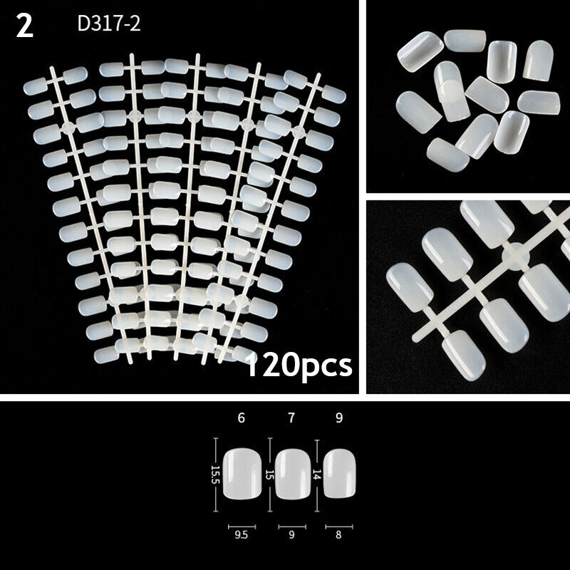 Fake Nails Transparent Nails Extension Short Square Nails 120PCS/Bag Natural DIY