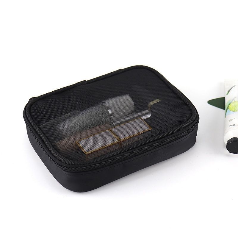 Black Mesh Cosmetic Bag Travel Toiletry Kit Transparent Makeup Organizer Pouch