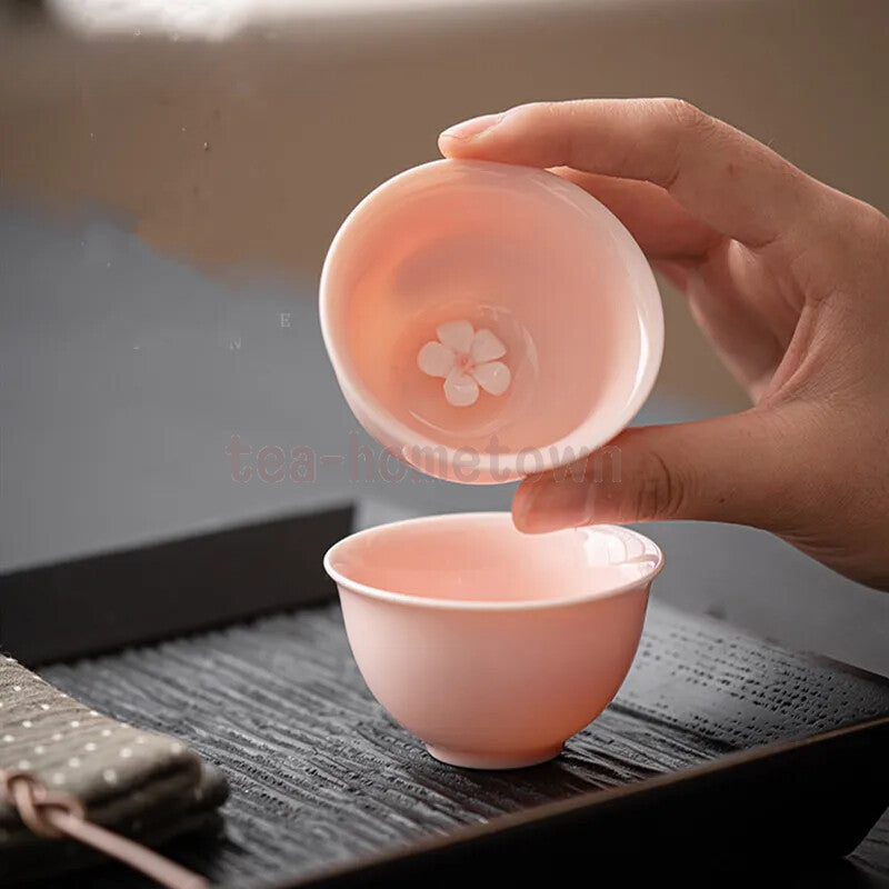 Hand-kneading Flowers Ceramic Teacup Handmade Porcelain Tea Cup Chinese Teaware