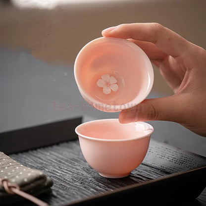 Hand-kneading Flowers Ceramic Teacup Handmade Porcelain Tea Cup Chinese Teaware