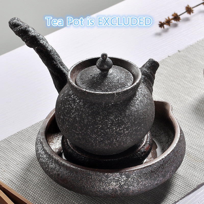 Iron Rust Glaze Pot Mat Ceramic Crude Pottery Holder For Tea Pot Reservoir Mats