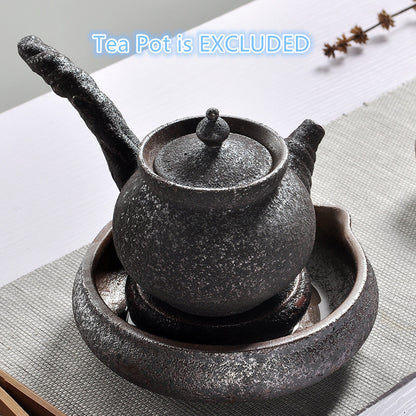 Iron Rust Glaze Pot Mat Ceramic Crude Pottery Holder For Tea Pot Reservoir Mats