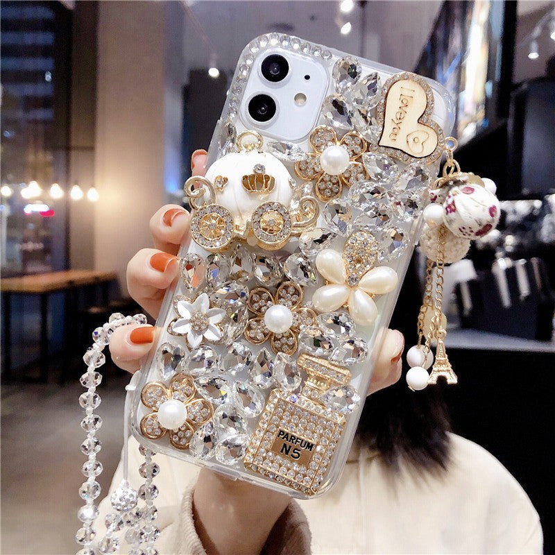 Bling Diamond Pumpkin Carriage Phone Case for iPhone 16 /15//14/13/12/11/X/Xs/XR