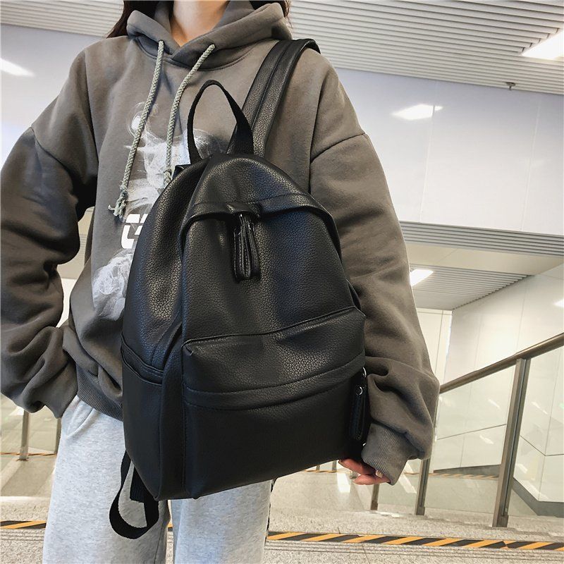 Synthetic Leather Backpack Laptop Bag Rucksack Blue/Purple School Bag 30*16*40CM