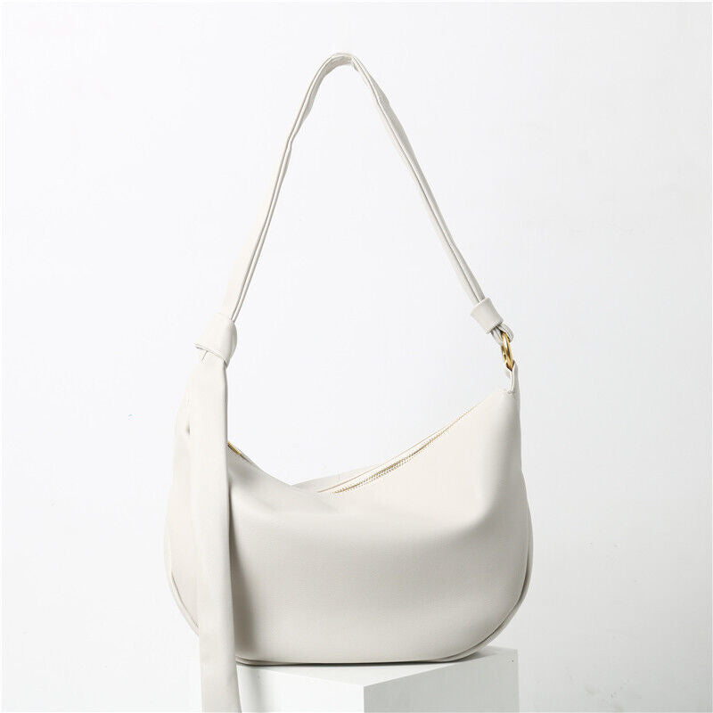 Draped Leather Shoulder Bag Crossbody Tote Hobo Purse Knotted Saddle Handbag