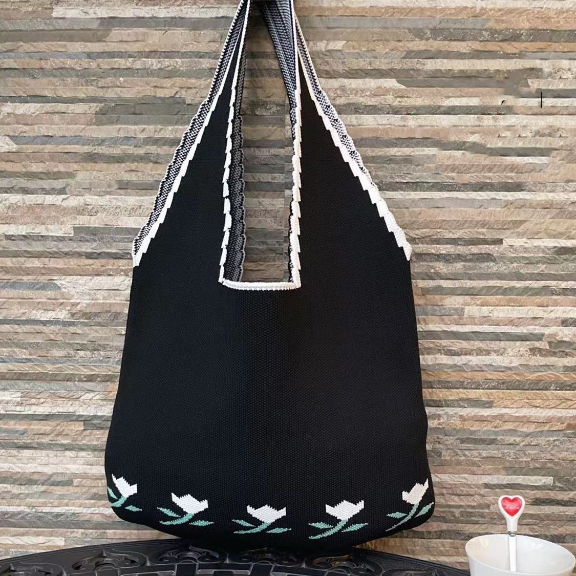 Soft Knitted Underarm Slouchy Bag Fashion Kawaii Cute Crochet Shopping Bag 40*60