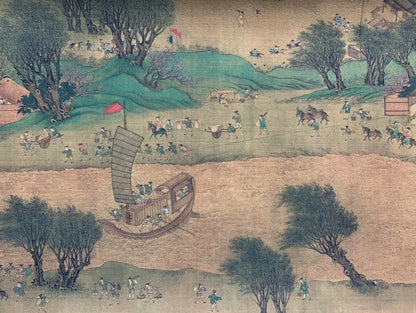Vintage Antique Chinese Scroll Ming Qiu Ying Qingming Shanghe Tu Xuan Paper