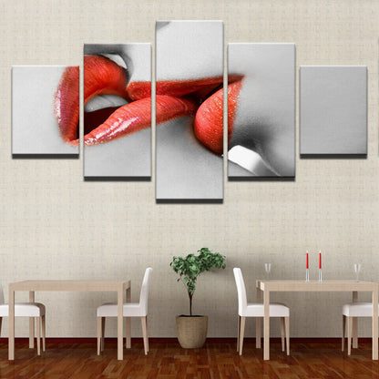 Red Lips Kiss Canvas Prints Painting Wall Art Home Decor Picture 5PCS