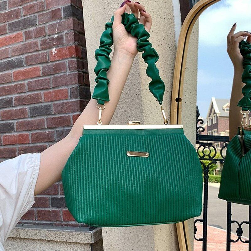 Luxury Pleated Frame Bags Party Gold Handbag Purse Vintage Underarm Shoulder Bag
