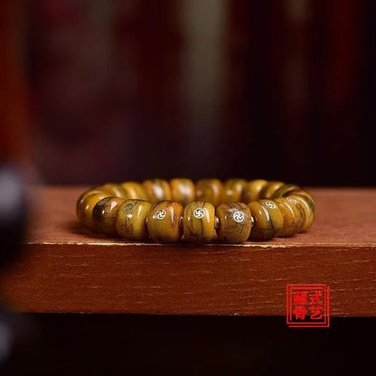 12x8mm Natural Aged Copper Inlaid Barrel Bead Tibetan Style Bracelet