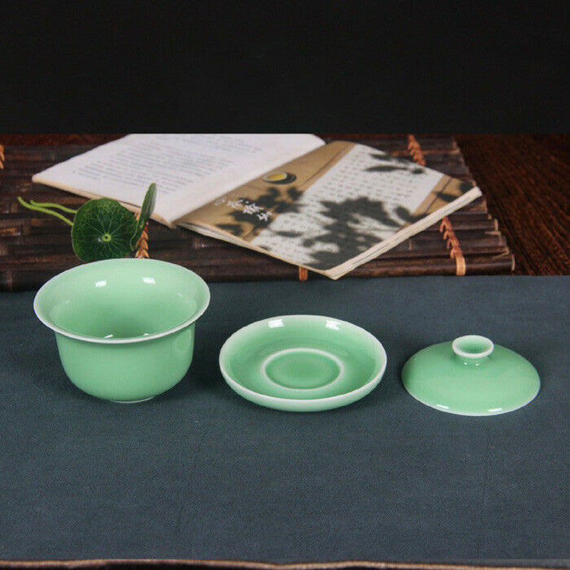 200ml Chinese Ceramic Gaiwan Kiln Crackle Glaze Tureen Kung Fu Tea Set Tea Cup