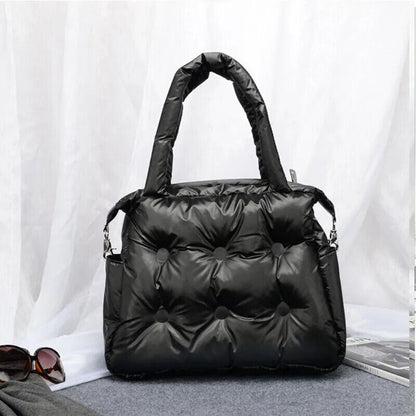 Women Space Pad Feather Down Bag Bucket Handbag Shoulder Tote Bag