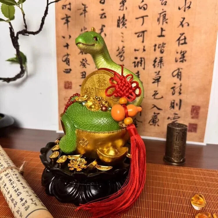 Willow Statue White Python Spirit Snake Statue Lucky Zodiac Temple Hall Mascot