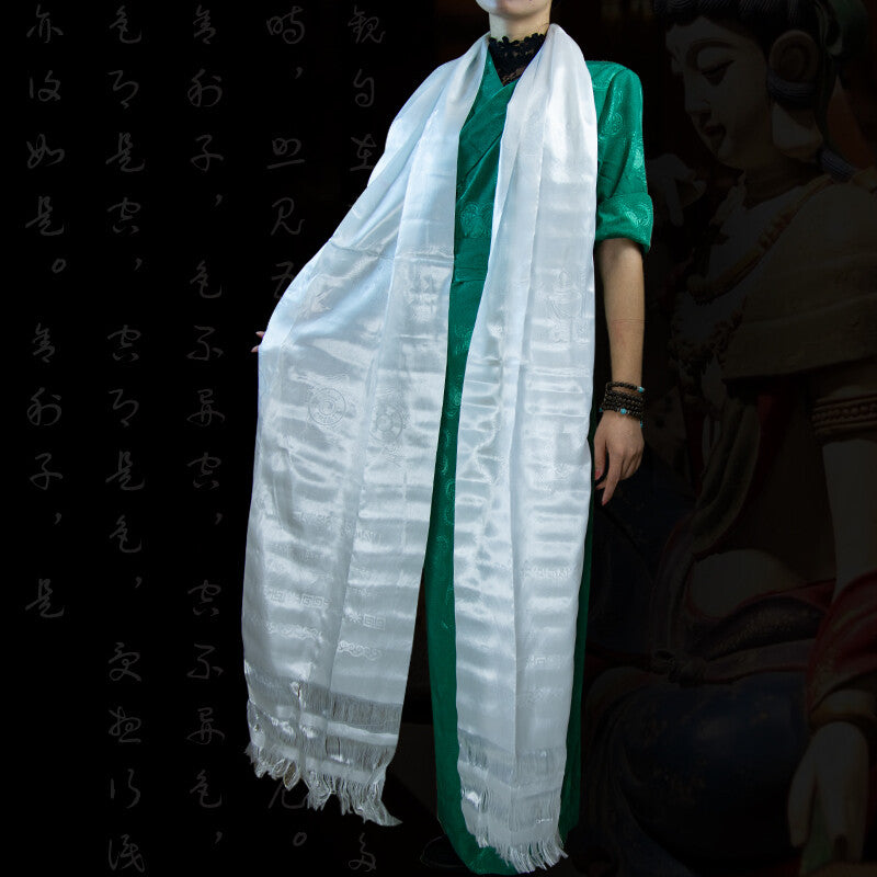 1pc Tibetan Buddha Eight Auspicious Hada Jewelry Dark Flowers Imitation Silk